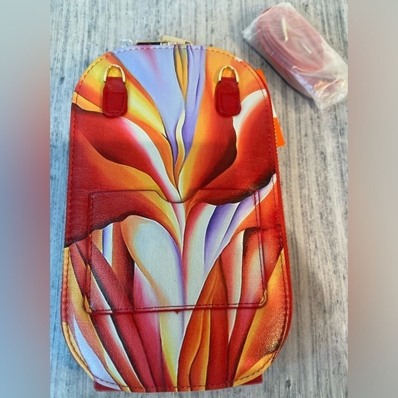 Monarque~NWT~Vivid~Georgia O’Keeffe Art~Red Canna~Crossbody Bag & Eyeglass Case - Picture 10 of 14